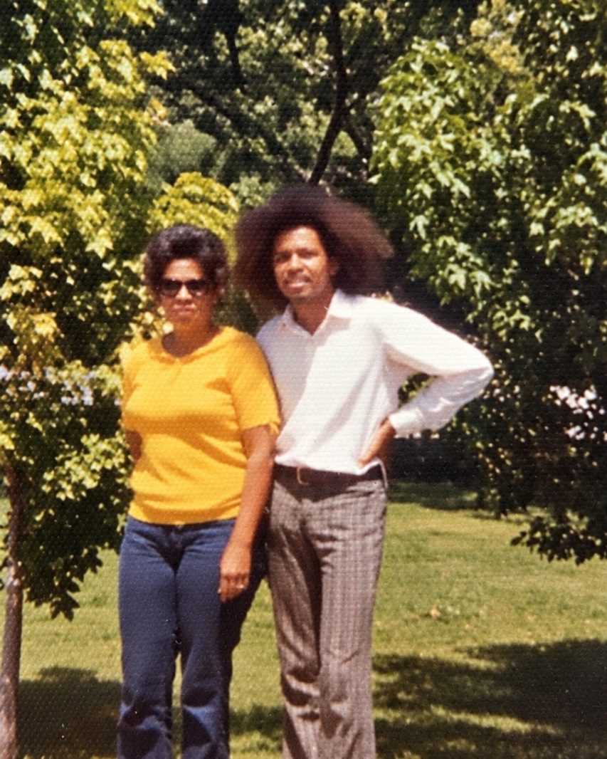 Sidney Strickland with his mother, Arvine "Red"